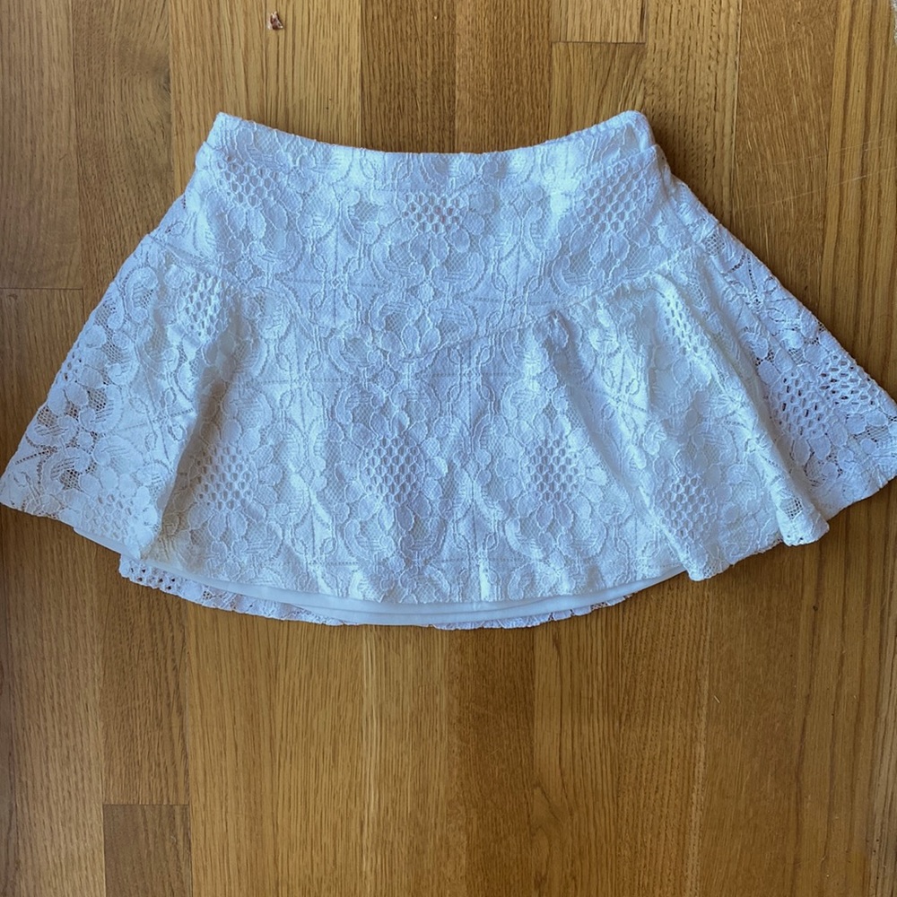 Girls White Lace circle Skirt